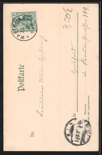 Künstler-Lithographie Wartburg, 1. Hof mit Lutherkerker