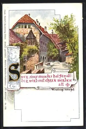 Lithographie Eisenach, Wartburg, Erster Hof