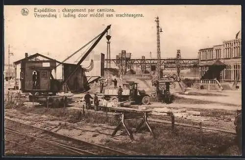 AK Soignies, Carrières du Hainaut, Expédition, chargement par camions