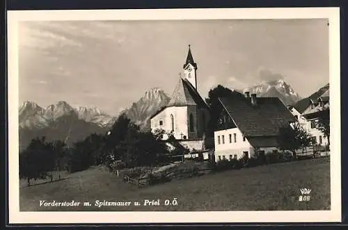 AK Vorderstoder, Ortsansicht mit Spitzmauer und Priel