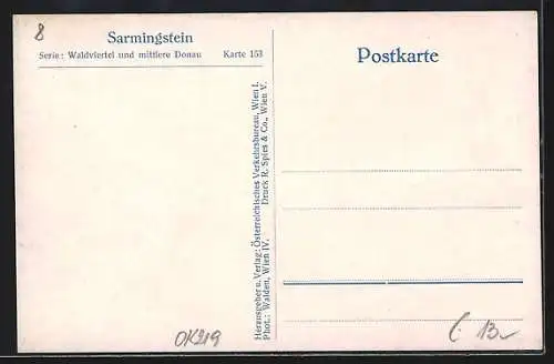 AK Sarmingstein, Waldviertel und mittlere Donau, Kanu liegt am Ufer