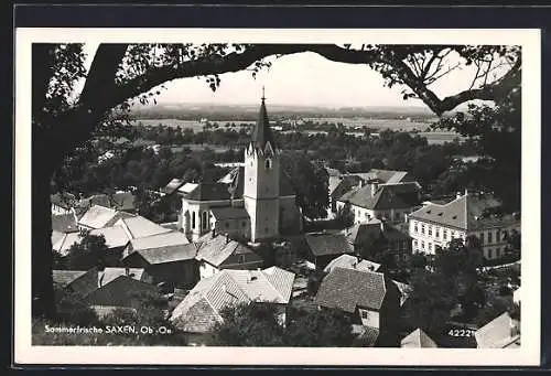 AK Saxen, Teilansicht mit Kirche