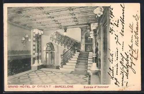 AK Barcelona, Grand Hôtel d`Orient, Entrèe d`honneur, Innenansicht