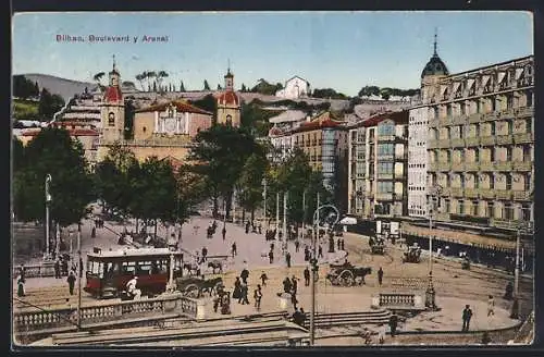 AK Bilbao, Boulevard y Arenal, Strassenbahn