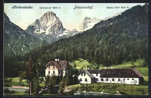 AK Hinterstoder, Ortspartie mit Spitzmauer und Hoher Priel