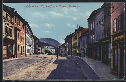 AK Kirchdorf a. d. Krems, Pyhrnbahn, Marktplatz mit Geschäften