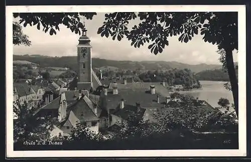 AK Grein a. d. Donau, Teilansicht mit Kirche