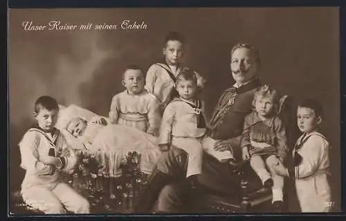 AK Kaiser Wilhelm II., mit seinen Enkeln