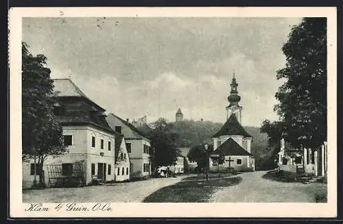 AK Klam b. Grein, Strassenpartie mit Kirche