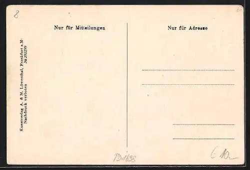 Künstler-AK Grein a. d. D., Ortsansicht aus dem Jahre 1940