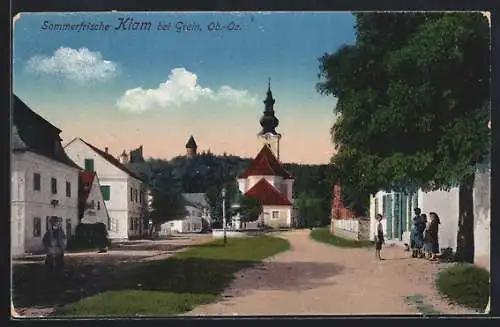 AK Klam /O.-Oe., Strassenpartie an der Kirche