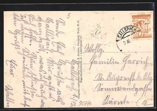 AK Gallspach /O.-Ö., Sonnenhof, Kriegerdenkmal, Obere Grieskirchnerstrasse, Totalansicht