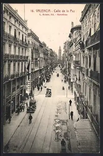 AK Valencia, Calle de la Paz, Blick in die Strasse