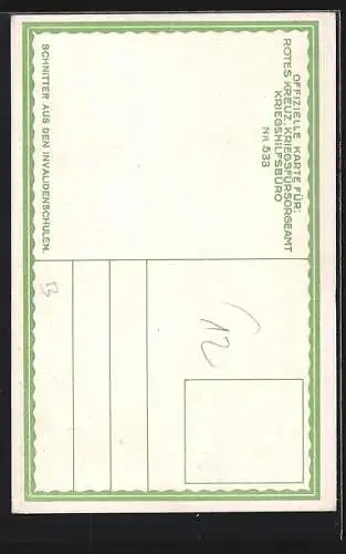 AK Rotes Kreuz Nr. 533, Schnitter aus den Invalidenschulen bei der Arbeit