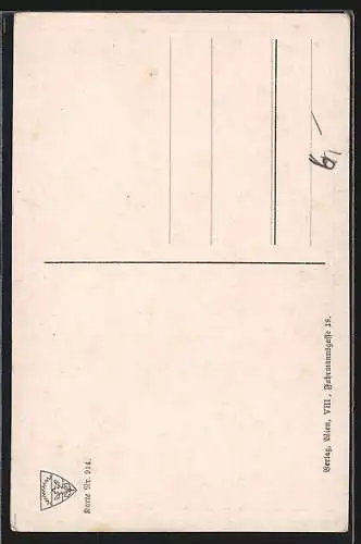 AK Deutscher Schulverein Nr. 914: Frau steckt Mann eine Blume an, Feuer zur Sommersonnenwende