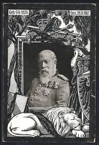 AK Friedrich Grossherzog von Baden, Sterbekarte 1826-1907