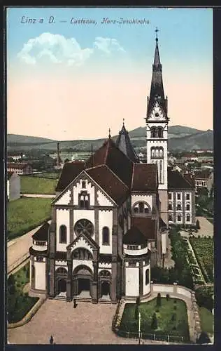 AK Linz a. D., Lustenau, Herz-Jesukirche