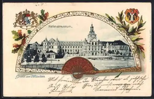 Passepartout-Lithographie München, Nationalmuseum im Fächer