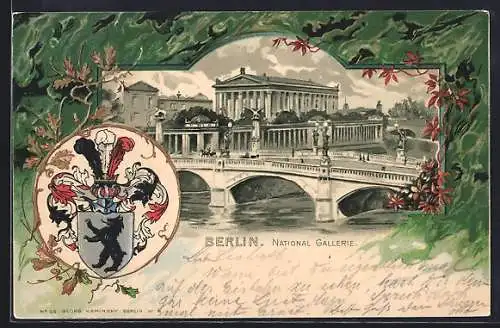 Passepartout-Lithographie Berlin, National Gallerie, Wappen