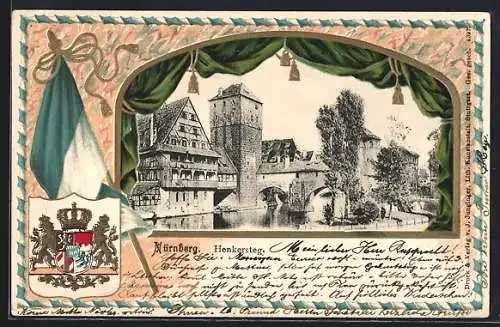 Passepartout-Lithographie Nürnberg, Henkersteg und Wappen