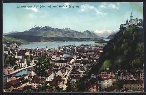 AK Luzern, Gesamtansicht mit Rigi und Gütsch