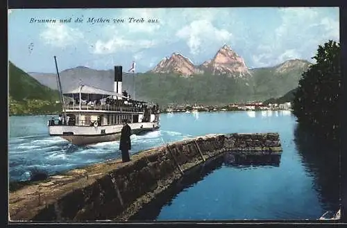 AK Treib, Blick von der Mole auf Brunnen und die Mythen