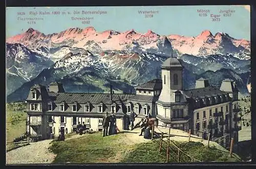 AK Rigi-Kulm, Blick in die Berner Alpen mit Finsteraarhorn, Schreckhorn, Wetterhorn, Mönch, Eiger und Jungfrau