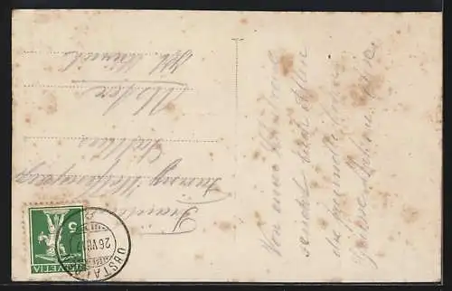 AK Obstalden, Ortsansicht mit Berg- und Seepanorama