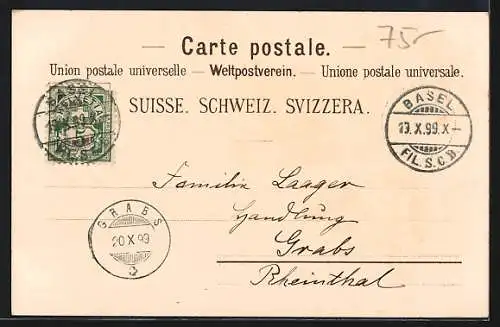 Lithographie Basel, Hoffmanns Stärkefabriken Salzuflen, St. Jakobsdenkmal, Gebäudeansicht