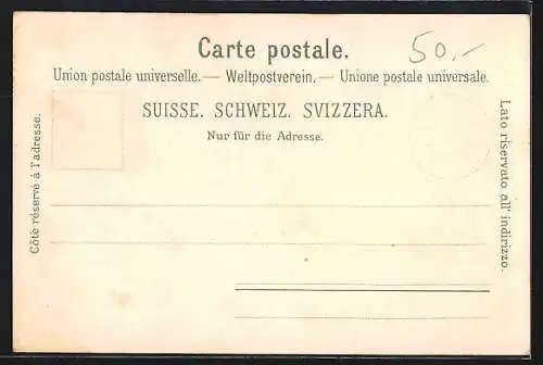 Lithographie Basel, Spalenthor, Strassburger Denkmal, Basler-Handelsbank, Alte Rhein-Brücke mit Gross-Basel, St. Jacobs