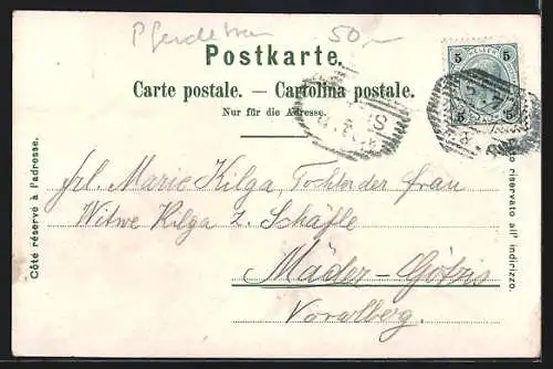 Lithographie Basel, Teilansicht, Centralbahnhof, Denkmal der Stadt Strassburg