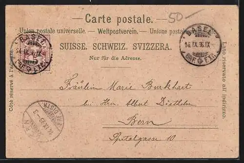 Lithographie Basel, Strassburger Denkmal, Totalansicht