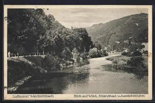 AK Waldbreitbach, Wied, Strandbad und Aussichtsturm