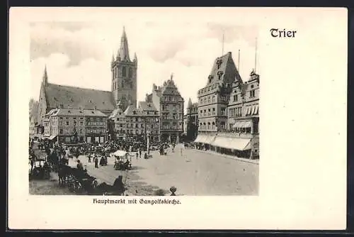 AK Trier, Hauptmarkt mit Gangolfskirche