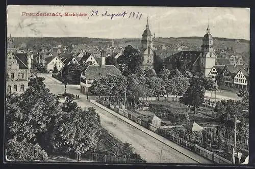 AK Freudenstadt, Marktplatz mit Umgebung aus der Vogelschau