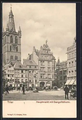 AK Trier, Hauptmarkt mit Gangolfsthurm