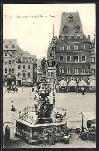 AK Trier, Marktbrunnen und Rotes Haus