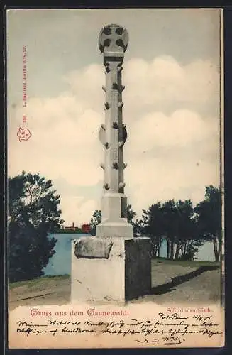 AK Grunewald, Schildhorn-Säule an einem sonnigen Tag