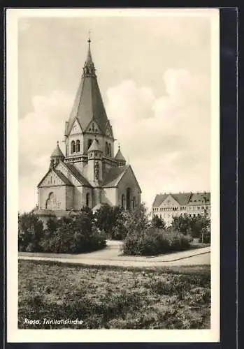 AK Riesa, Blick zur Trinitatiskirche