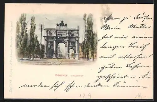 AK München, Private Stadtpost, Siegestor