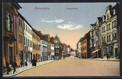 AK Marktredwitz, Hauptstrasse mit Geschäften