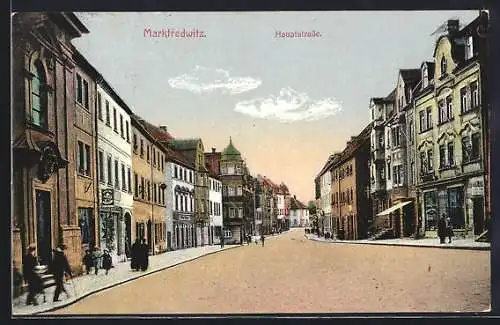 AK Marktredwitz, Hauptstrasse mit Geschäften