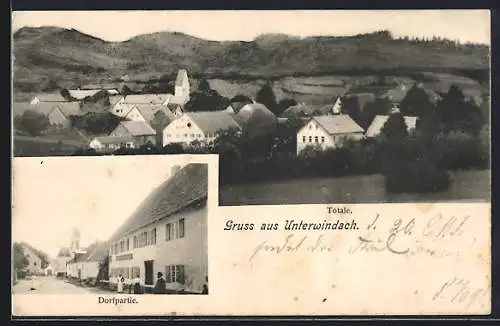 AK Unterwindach, Strassenpartie am Gasthof, Ortsansicht