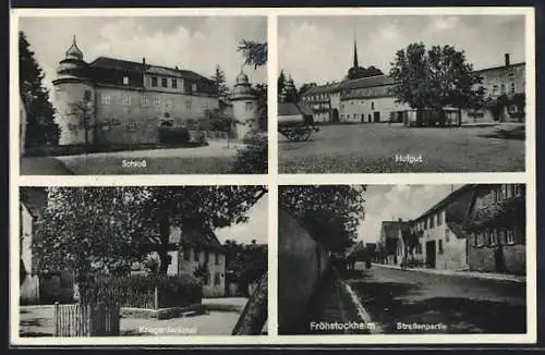 AK Fröhstockheim, Schloss, Hofgut, Kriegerdenkmal, Strassenpartie