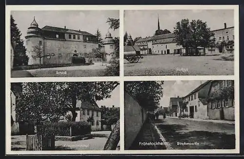 AK Fröhstockheim, Schloss, Hofgut, Kriegerdenkmal, Strassenpartie