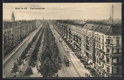 AK Berlin-Kreuzberg, Gneisenaustrasse mit Strassenbahn und Gärtnerei Adolf Guder