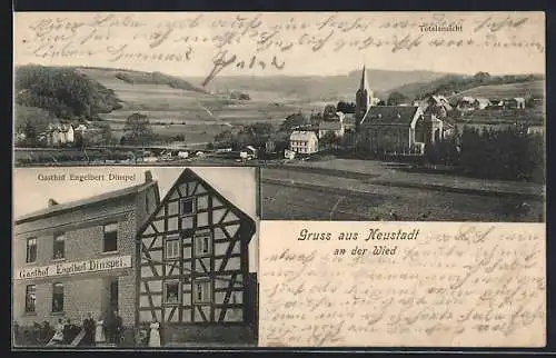 AK Neustadt an der Wied, Gasthof Engelbert Dinspel, Ortsansicht