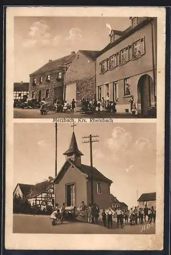 AK Merzbach /Rheinbach, Kirche und Strassenpartie