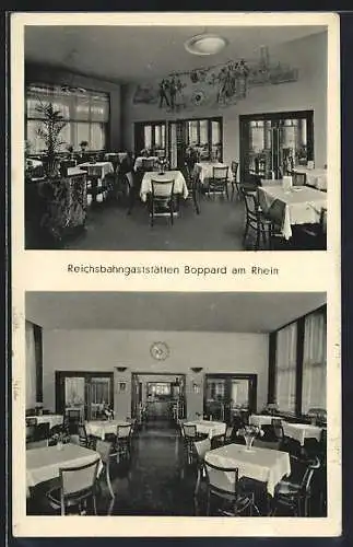 AK Boppard / Rhein, Restaurant Reichsbahngaststätten, Innenansichten