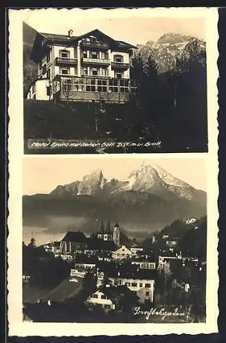 AK Berchtesgaden, Hotel und Restaurant Erika, Totalansicht